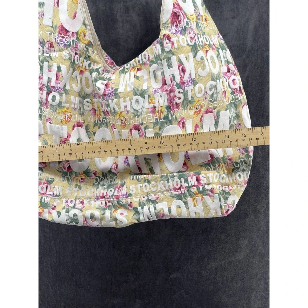 Robin Ruth Stockholm Sweden Floral Canvas Hobo Shoulder Bag Souvenir Travel